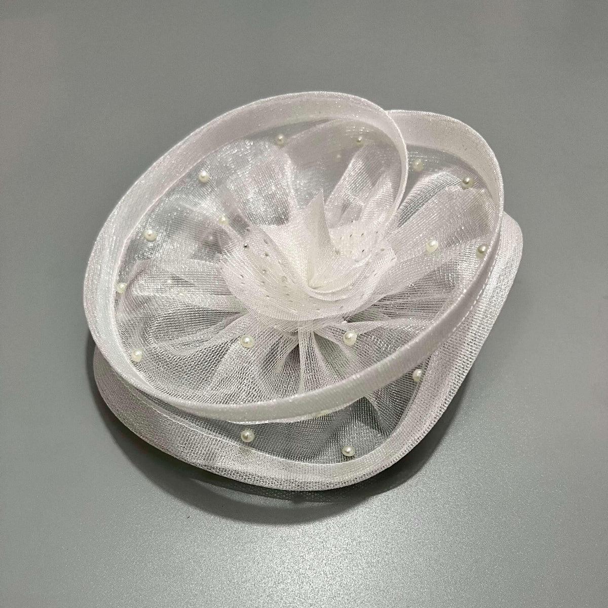 Twirlina White Pearls Fascinator