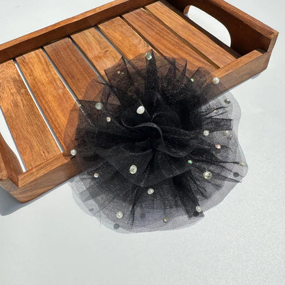 Black Ruffled Fascinator