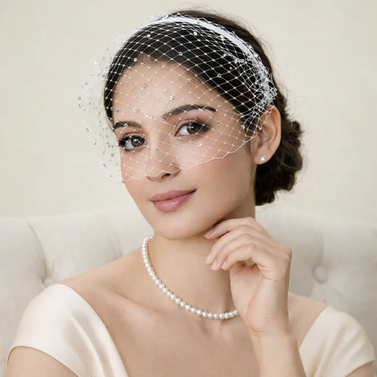 White Luxe Birdcage Veil