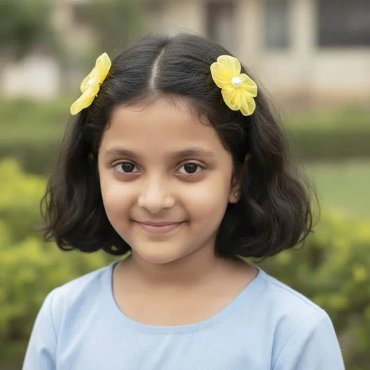 Yellow Flower Hair Clips – Set of 2