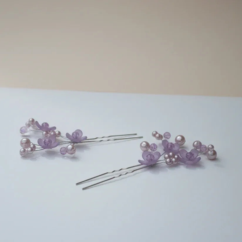 Lilac Floral U Pins (Set of 2)