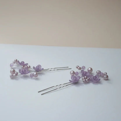 Lilac Floral U Pins (Set of 2)