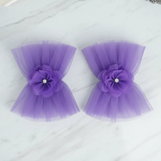Violetta Purple Tulle Flower Cuff Gloves