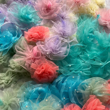 Pastel Pearls Ruffled Fascinator Hair Clip - Woman Party Favor