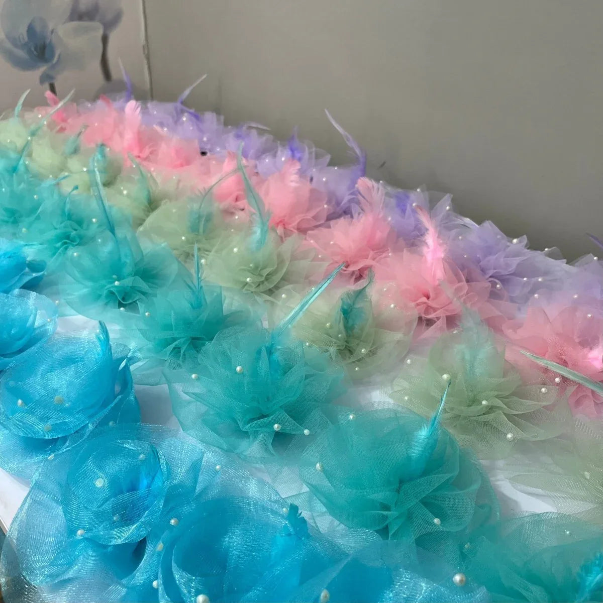 Pastel Pearls Ruffled Fascinator Hair Clip - Woman Party Favor