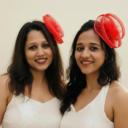 Red Fascinator Hat Hair Clip