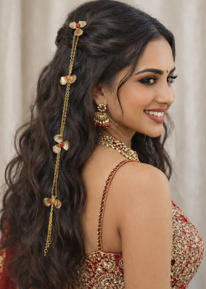 Golden Flowers Choti Hair Chain