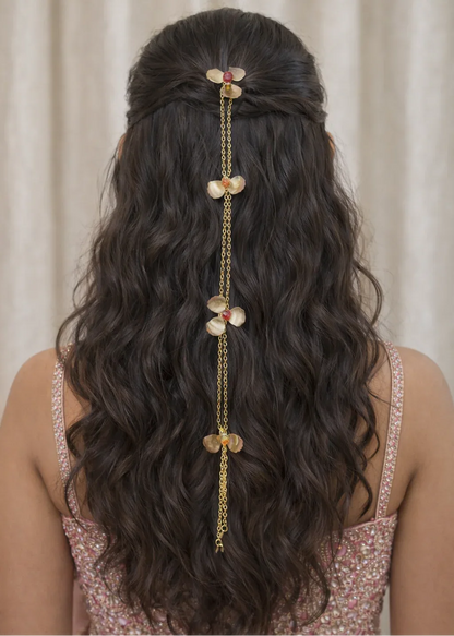 Golden Flowers Choti Hair Chain