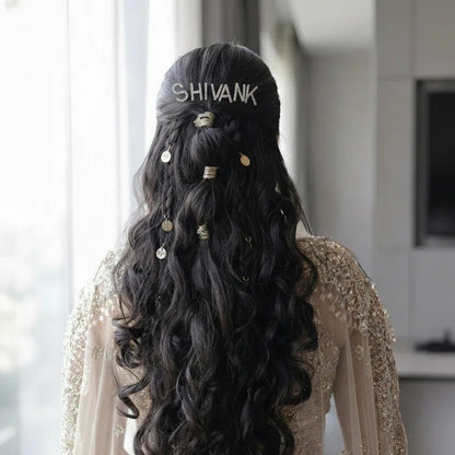 Custom Name Silver Crystal Letter Clips