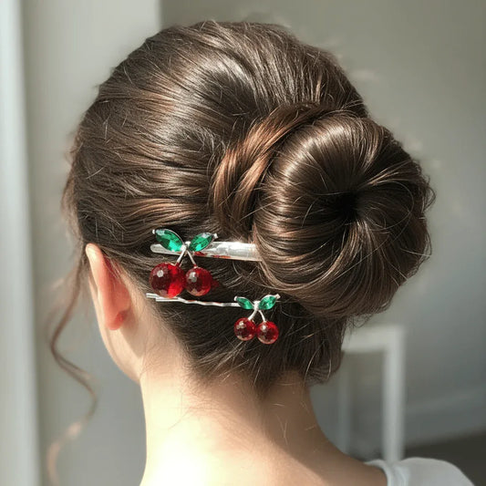 Crystal Cherry Hair Clip & Pin Set