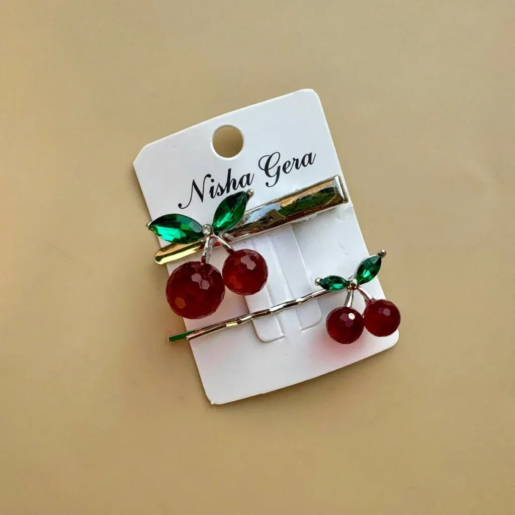 Crystal Cherry Hair Clip & Pin Set