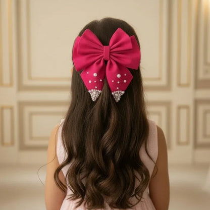 dark pink sailor pearl hair bow clip