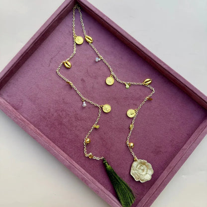 Regal Rose & Coin Charm Ghunghru Hair Chain