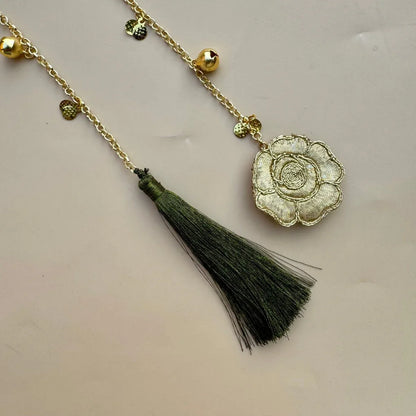 Regal Rose & Coin Charm Ghunghru Hair Chain