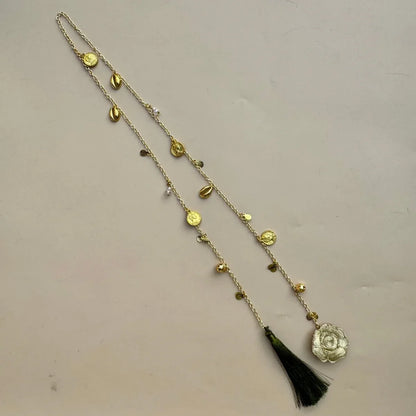 Regal Rose & Coin Charm Ghunghru Hair Chain