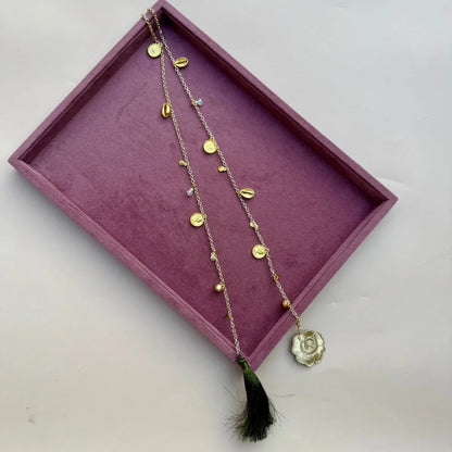 Regal Rose & Coin Charm Ghunghru Hair Chain