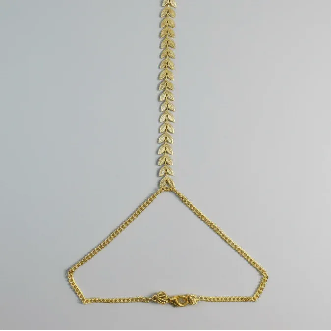 Golden Leaf Hand Harness Bracelet (Single Piece)