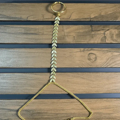 Golden Leaf Hand Harness Hathphool (Single Piece)