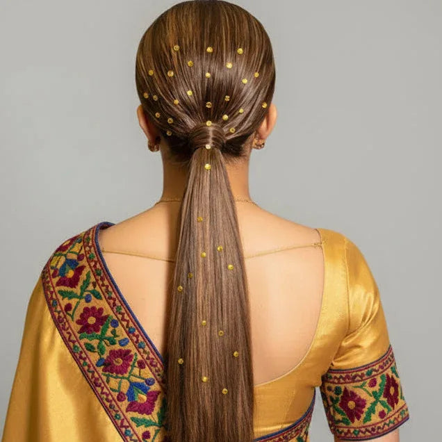 Golden Pearl Dot 3D Hair Stickers