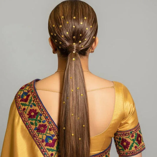 Golden Pearl Dot 3D Hair Stickers