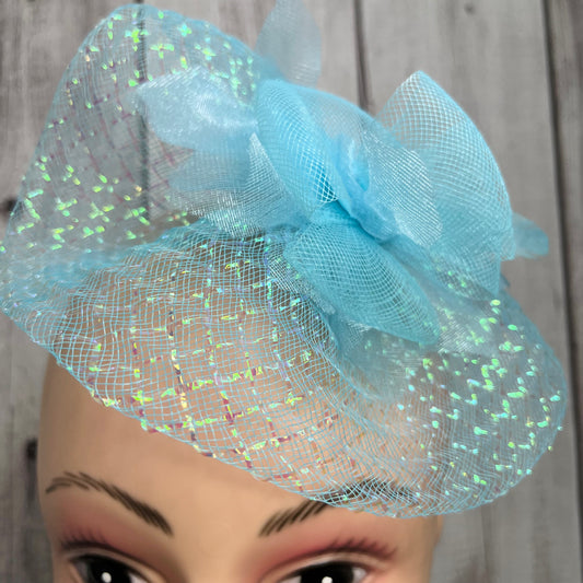 Sky Blue Majesty Fascinator Hat | Pre-Wedding Photoshoot Bridal Hat
