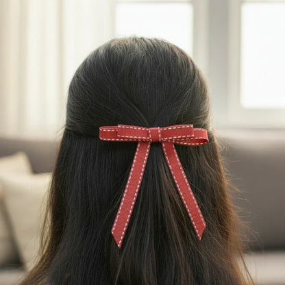 Coral Pink Ribbon Tail Bow