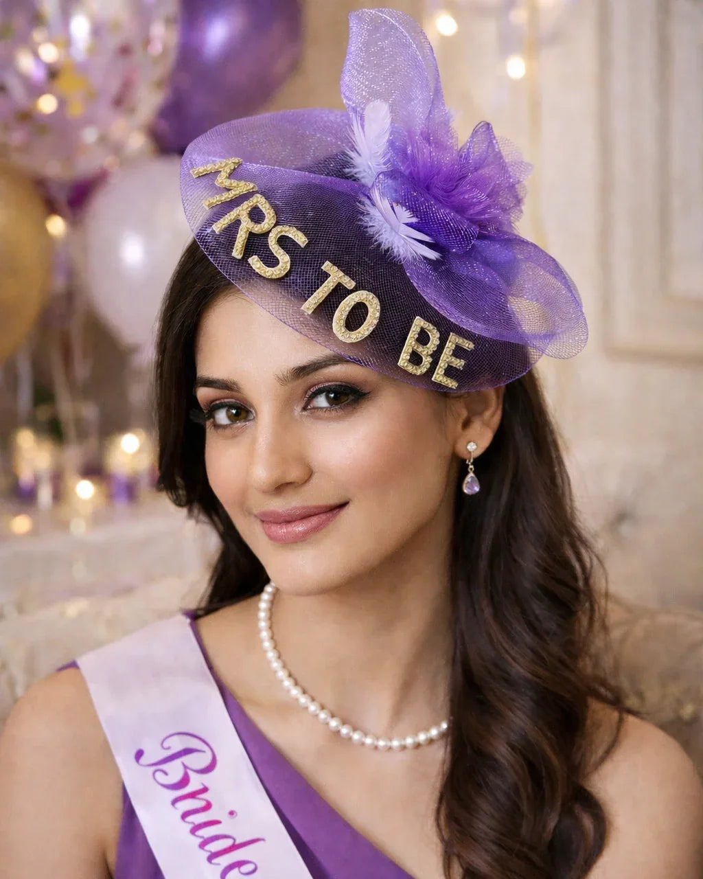 Bridal MRS-To-Be Lavender Purple Fascinator Hat