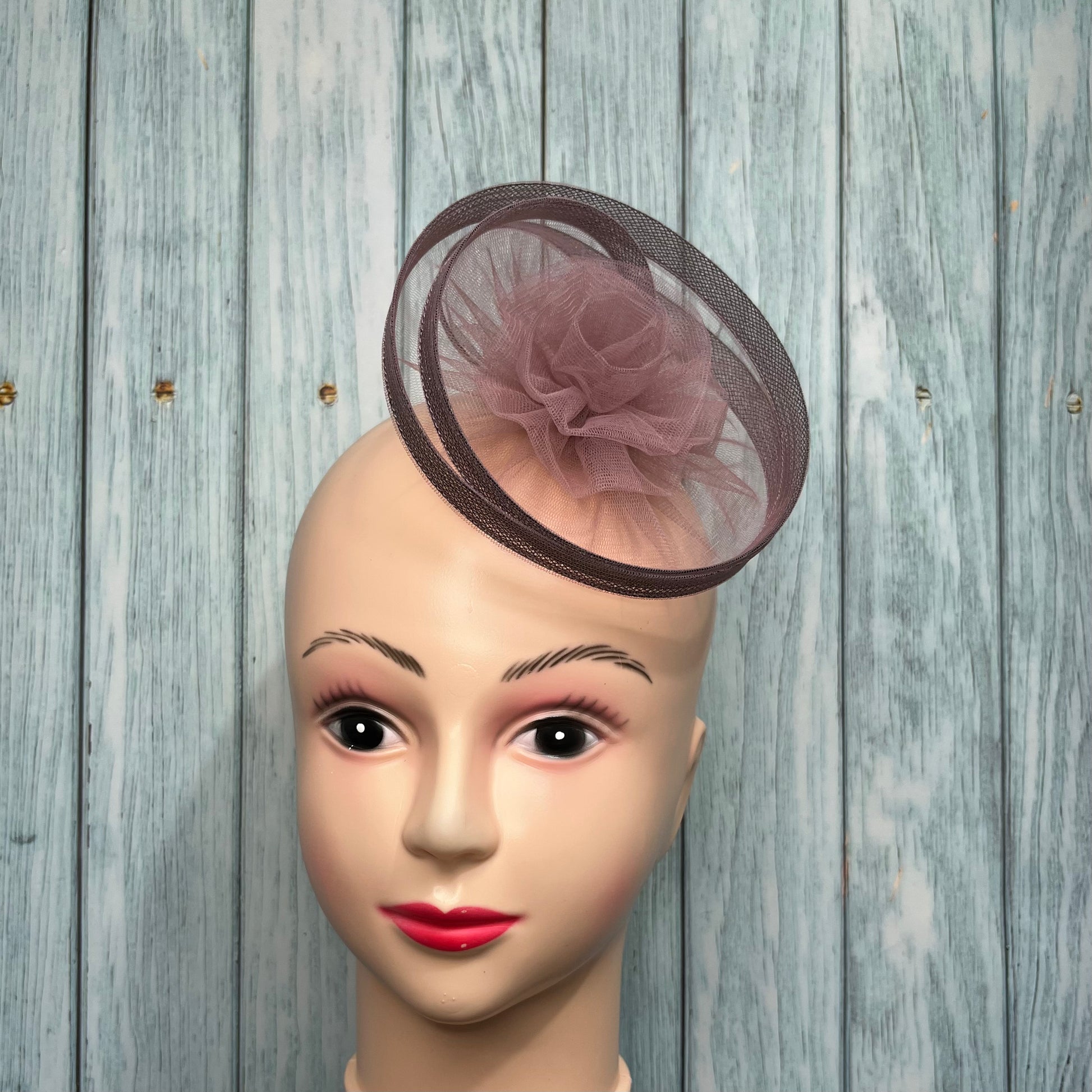Twisted Mauve Taupe Fascinator Hat