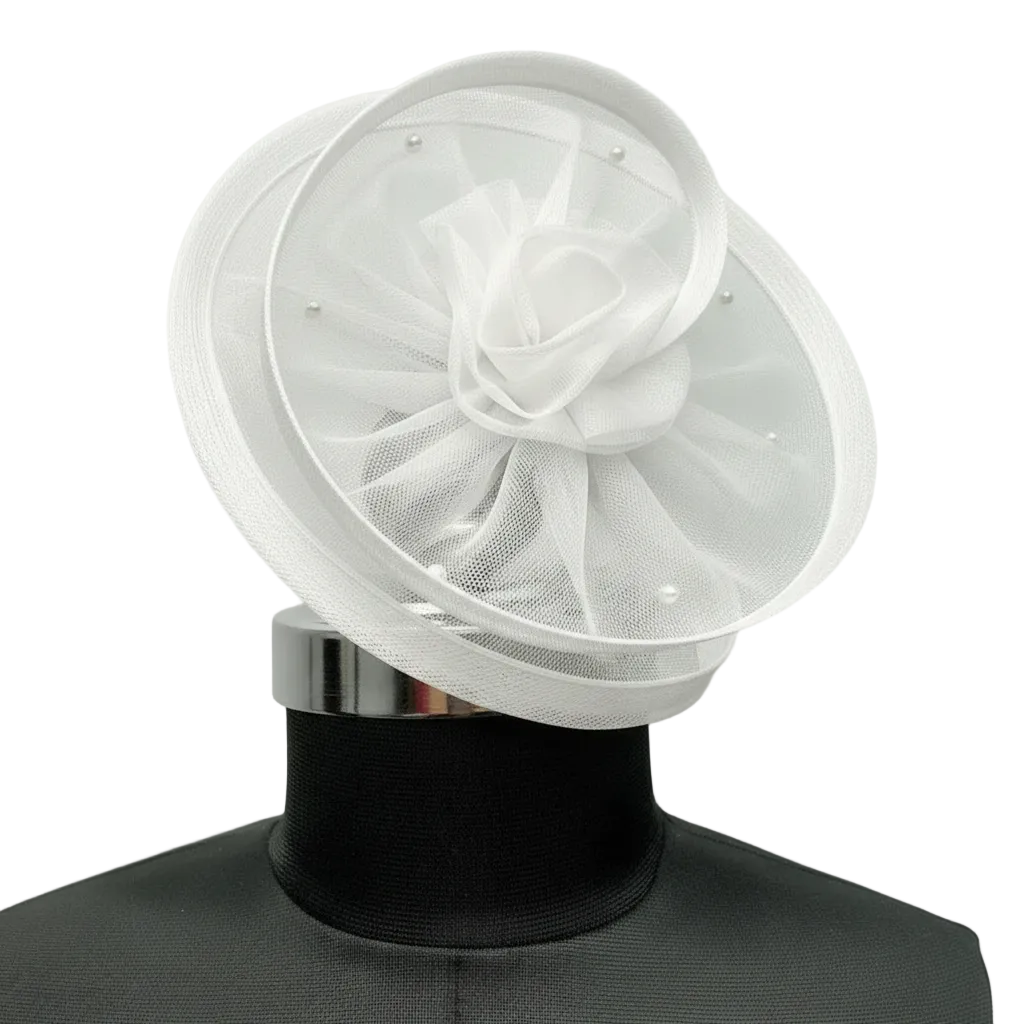 Twirlina Twisted Fascinator Hat White