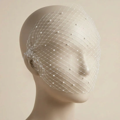 ivory pearl birdcage face veil