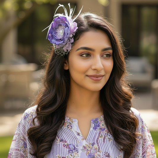 Lavender Bloom Fascinator with Pearl Center