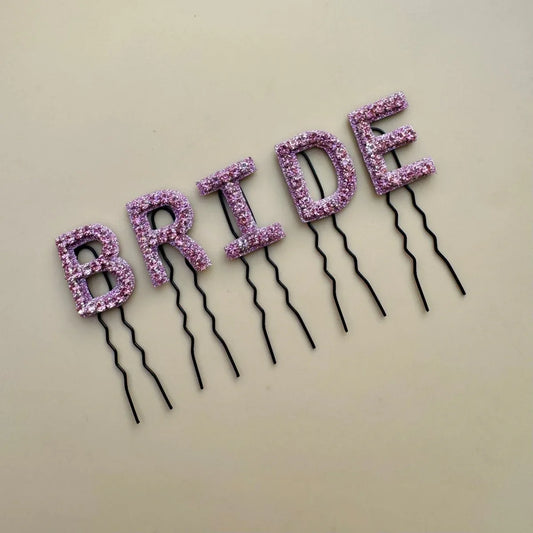 Pink Crystal Luxe Letter Hair Pin