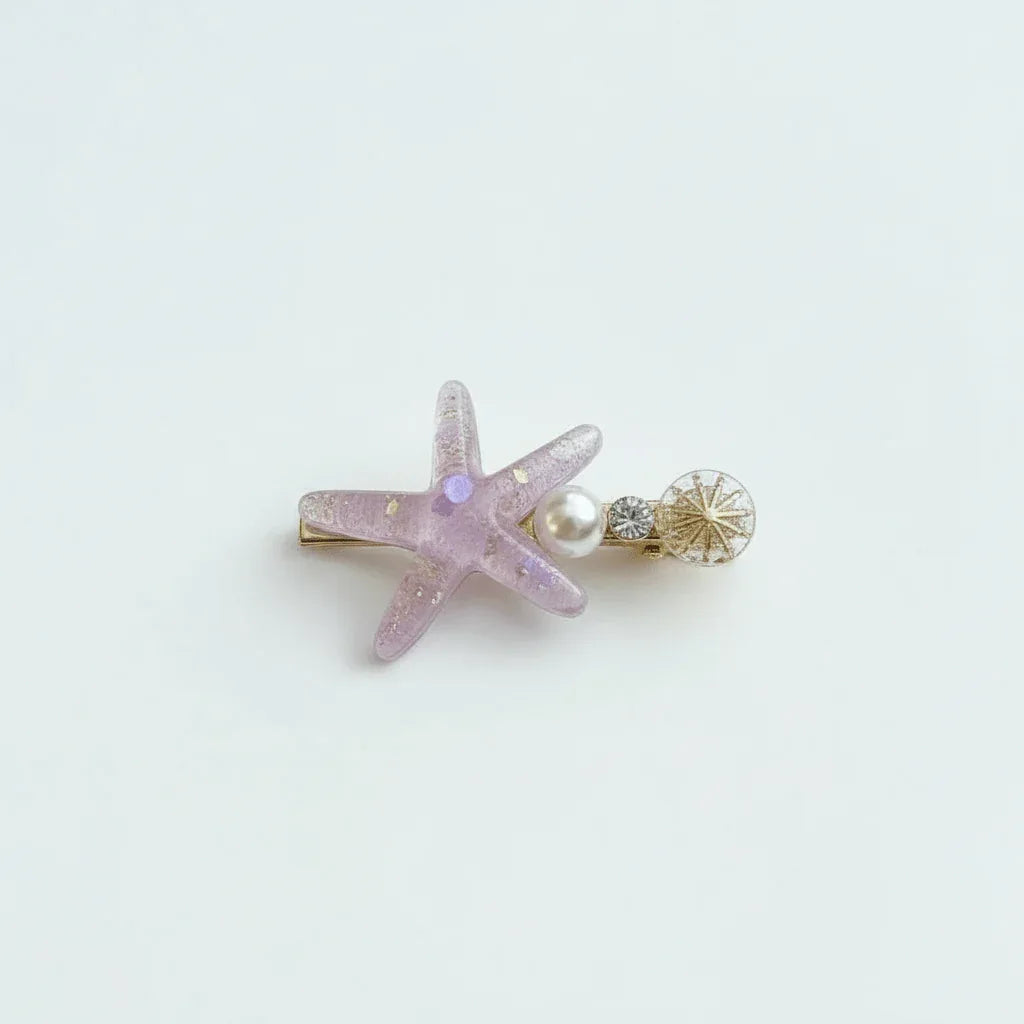 Resin Starfish Pearl Charm Hair Clip – Lilac