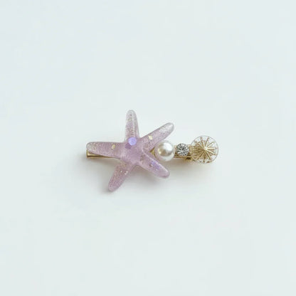 Resin Starfish Pearl Charm Hair Clip – Lilac