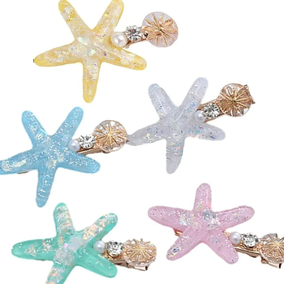 Resin Starfish Pearl Charm Hair Clip – 6 Color Options