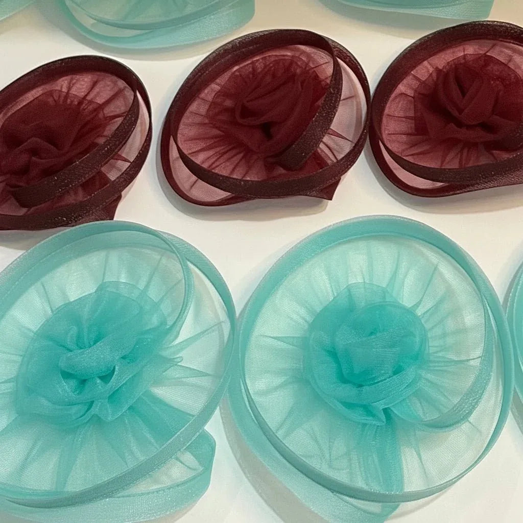 Sea Green & Wine Twisted Fascinators - Pack of 30