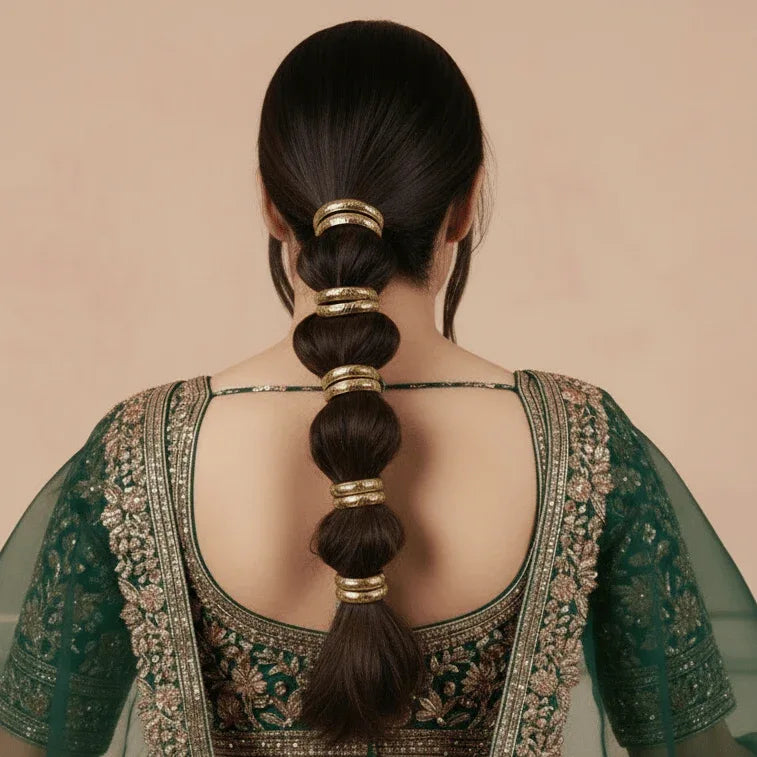 Hammered Halo Pony Hair Cuffs - Golden