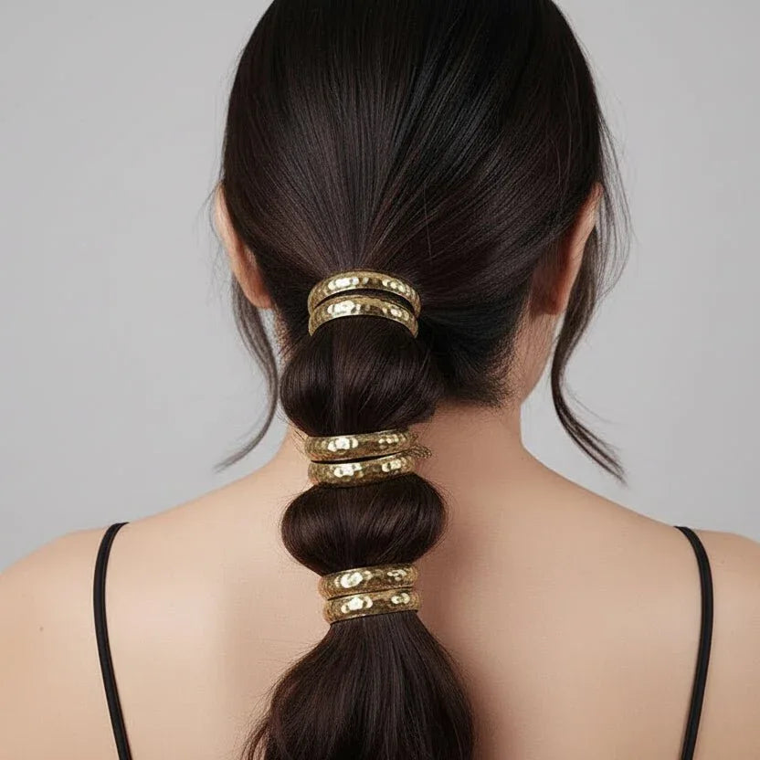 Hammered Halo Pony Cuffs - Golden