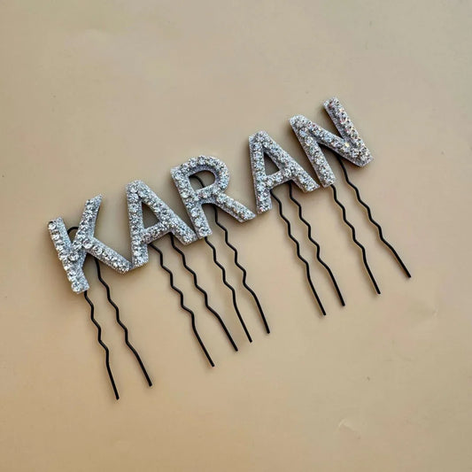Silver Crystal Luxe Letter Hair Pin