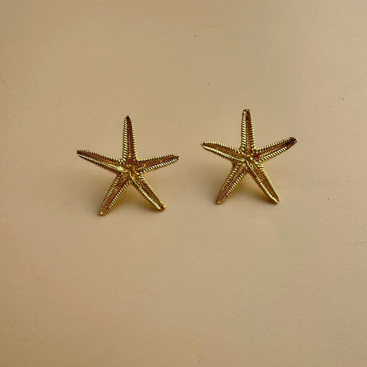 Golden Starfish Earrings | Beach-Inspired Statement Studs