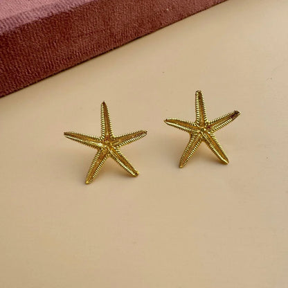 Golden Starfish Earrings | Beach-Inspired Statement Studs