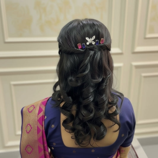 Ruby, Sapphire & Crystal Butterfly Hair Pin Set