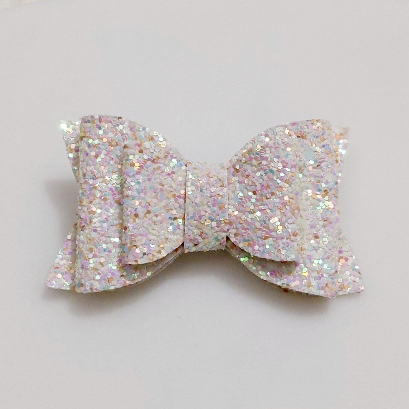 White Glitter Bow Hair Clip Set | Designer Hair Accessories for Kids and Girls