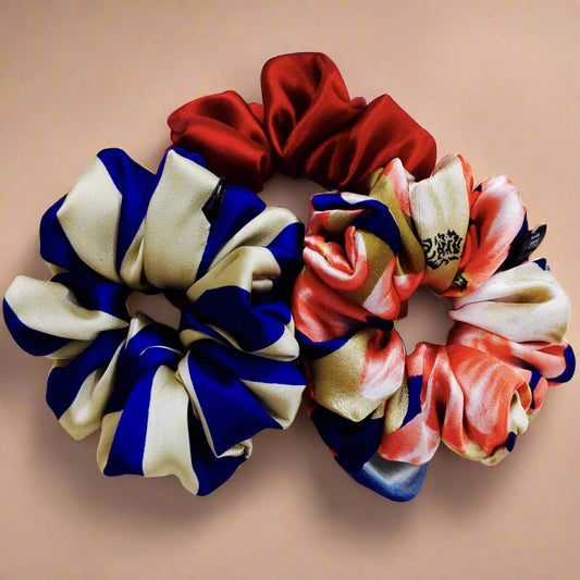 Floral and Stripes Scrunchie Set | Women Designer Hair Accessories