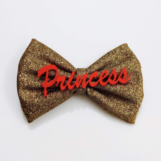 Custom Name Golden Hair Bow Clip | Personalized Gift Accessory for Girls