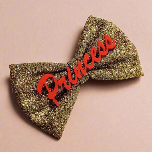 Custom Name Golden Hair Bow Clip | Personalized Gift Accessory for Girls