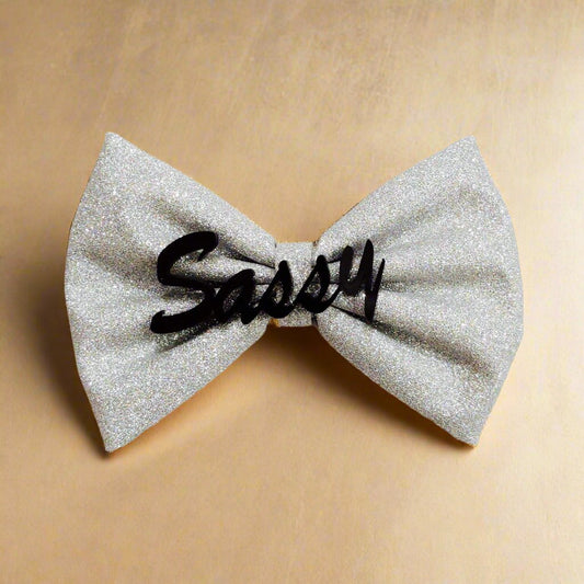 Custom Name Silver Bow Hair Clip | Personalized Gift for Girls