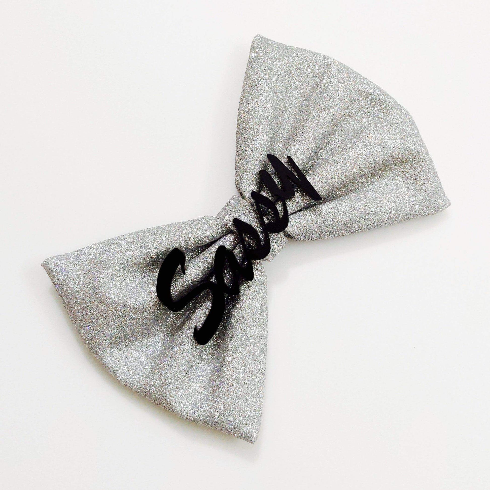 Custom Name Silver Bow Hair Clip | Personalized Gift for Girls