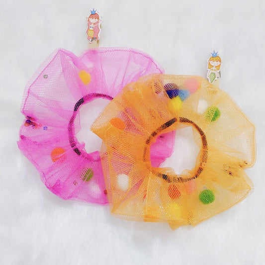 Candy Vibes Pink & Orange Tulle Scrunchie Set