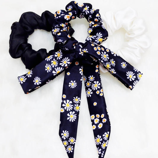 Daisy Love Scrunchie Set | Designer Satin Scrunchies